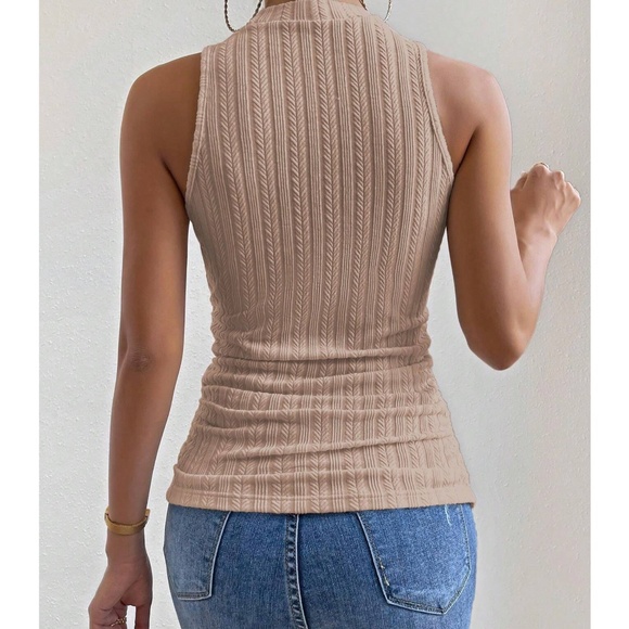 026 Fitted Ribbed Knit Mock Neck Tank Top - Picture 14 of 16